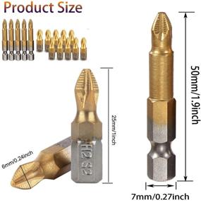 img 3 attached to 🛠️ 15-частый набор бит крестовой головки с шестигранным хвостовиком, с магнитным титановым покрытием - хвостовик 25 мм, резьба 1/4'', сверло-бит PH2 из сплава HSS Alloy с антискользящим наконечником 50 мм и диаметром 0,27'' - электроинструмент.