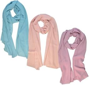 img 4 attached to 🌞 Wobe 3pcs Women Soft Chiffon Scarves: Stylish Summer Beach Cover Wraps with Sunscreen Protection