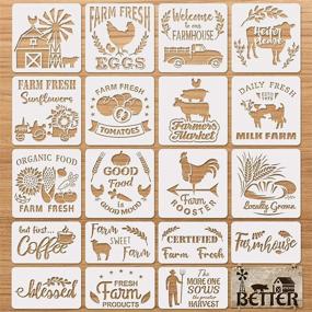 img 4 attached to 🏡 Reusable Farmhouse Stencils Set - 20 Pieces | Farm Theme Drawing Art Templates for DIY Furniture, Walls, Floors, and Fabric Decors | Scrapbooking, Tracing | 2 Sizes & 20 Patterns