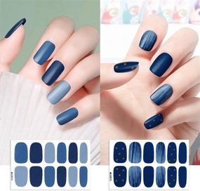 img 2 attached to 💅 Get Salon-Quality Nails at Home with 192 Pcs Nail Polish Strips Decals and Nail File - DIY Full Nail Wraps in Blue, Easy Self-Adhesive Nail Art Stickers - Perfect Manicure Kit for Women and Girls (16 Sheets)