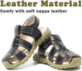 img 3 attached to 👟 Top-Notch Athlefit Leather Outdoor Sandals: Boys' Toddler Shoes for Ultimate Comfort and Durability