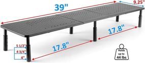 img 3 attached to Husky Mounts Large Dual Monitor Stand Riser with Adjustable Legs - 39" x 9.25" x 5.5" Maximum Height - Stylish Matte Black Steel Design