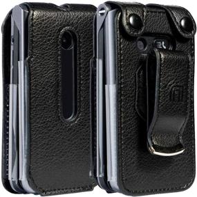 img 4 attached to Enhance Your LG Classic Flip Phone with a Sleek [Black Vegan Leather] Case: Form-Fit Cover + [Built-in Screen Protection] and [Metal Belt Clip] - LG Classic Flip (L125DL)