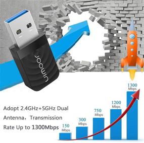 img 2 attached to 🔌 JOOWIN USB WiFi Adapter: High-Speed 1300mbps Wireless Network Dongle for PC/Laptop - Windows & Mac Compatible