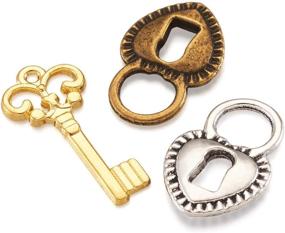 img 2 attached to 🔑 80pcs/Box Vintage Skeleton Small Key & Lock Charms Collection for DIY Jewelry Craft Making – 4 Color | Kissitty 10-11.5x17-21.5mm