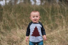 img 2 attached to 🎄 Stylish Plaid Christmas Raglan Boys' Clothing by Ate Apparel