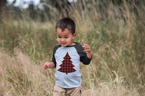 img 1 attached to 🎄 Stylish Plaid Christmas Raglan Boys' Clothing by Ate Apparel