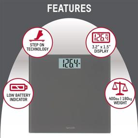 img 3 attached to 📊 Taylor Precision Digital Body Weight Scale: High Accuracy, 400 LB Capacity, Auto On/Off, 11.8 x 11.8 Inches, Charcoal Grey