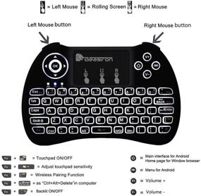 img 1 attached to 🔌 Быстрон 2.4Г Мини Беспроводная Клавиатура с Тачпадом и Клавиатурой QWERTY: Подсветка, Портативность и Пульт Дистанционного Управления для Ноутбука, ПК, Планшета, планшета Google Android TV, Xbox, PS3/4 - Черный