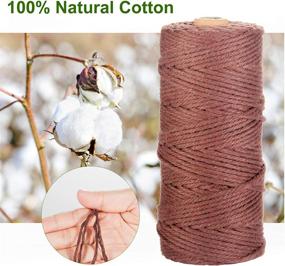 img 2 attached to 🧶 POZEAN Macrame Cord - 100% Natural Cotton Rope for DIY Crafts, Wall Hangings, and Plant Hangers - 3mm x 109 Yards - Brownness