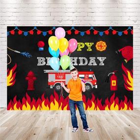 img 2 attached to 🔥 Fireman Birthday Backdrop for Boys: Firefighter Themed Happy Birthday Background - 5X3ft Firetruck Party Backdrops for Kids, Fire Truck Cake Table Decorations - Boy Birthday Photo Backdrop, Studio Props