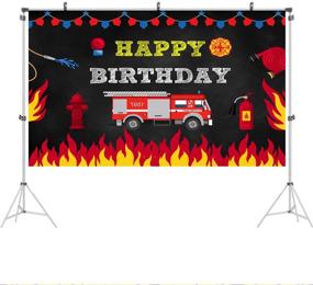 img 3 attached to 🔥 Fireman Birthday Backdrop for Boys: Firefighter Themed Happy Birthday Background - 5X3ft Firetruck Party Backdrops for Kids, Fire Truck Cake Table Decorations - Boy Birthday Photo Backdrop, Studio Props