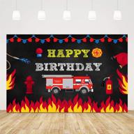 🔥 fireman birthday backdrop for boys: firefighter themed happy birthday background - 5x3ft firetruck party backdrops for kids, fire truck cake table decorations - boy birthday photo backdrop, studio props logo