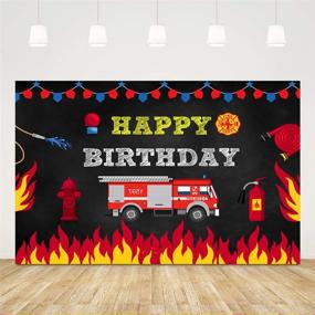 img 4 attached to 🔥 Fireman Birthday Backdrop for Boys: Firefighter Themed Happy Birthday Background - 5X3ft Firetruck Party Backdrops for Kids, Fire Truck Cake Table Decorations - Boy Birthday Photo Backdrop, Studio Props