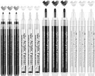 🎨 acrylic paint pens - black and white marker set, 0.7mm extra fine, 3mm medium tip, waterproof art markers for rock painting, ceramic, glass, canvas, mug, metal, wood, diy supplies - pack of 12 logo