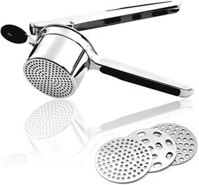 img 4 attached to 🥔 Premium Grade Stainless Steel Potato Ricer and Masher Set with 3 Interchangeable Discs - Heavy Duty Vegetable and Fruit Ricer for Perfect Purees, Juices, Baby Food Preparation