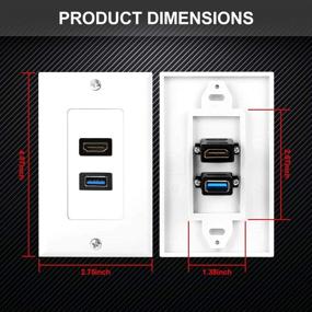 img 1 attached to 🔌 Удобная белая настенная зарядная станция HDMI с разъемом USB 3.0 – панель-накладка для монтажа розетки для легкого подключения.