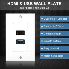 img 3 attached to 🔌 Удобная белая настенная зарядная станция HDMI с разъемом USB 3.0 – панель-накладка для монтажа розетки для легкого подключения.