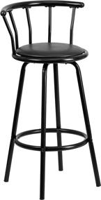 img 2 attached to 🪑 Black Metal Barstool with Crown Back and Swivel Seat in Black Vinyl by Flash Furniture