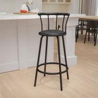 🪑 black metal barstool with crown back and swivel seat in black vinyl by flash furniture logo