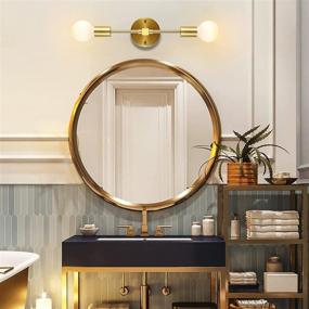 img 1 attached to 🛠️ Modern Industrial Brushed Brass Wall Sconce with 2 Lights: Bathroom Vanity Wall Lamp, Gold Color, Wall Mount Lighting Fixture