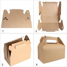 img 2 attached to 25-Pack Brown Gable Gift Boxes: Kraft Boxes for Party Favors, Treats, and Gifts - Perfect for Birthday, Wedding, Baby Shower - 6.5x3.6x3.4 Inches - Includes Handles and Stickers