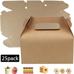 img 3 attached to 25-Pack Brown Gable Gift Boxes: Kraft Boxes for Party Favors, Treats, and Gifts - Perfect for Birthday, Wedding, Baby Shower - 6.5x3.6x3.4 Inches - Includes Handles and Stickers