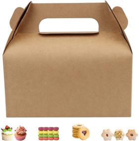 img 4 attached to 25-Pack Brown Gable Gift Boxes: Kraft Boxes for Party Favors, Treats, and Gifts - Perfect for Birthday, Wedding, Baby Shower - 6.5x3.6x3.4 Inches - Includes Handles and Stickers