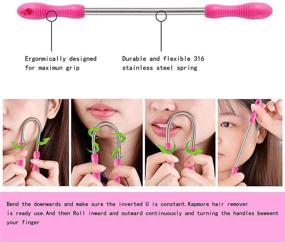 img 3 attached to 🌸 Kapmore Facial Hair Removal Tool for Women - Spring Facial Hair Remover, Eyebrow Razor, Beveled Tweezers - Threading Hair Removal to Remove Hair on Upper Lip, Chin, Cheeks, Neck (Pink)