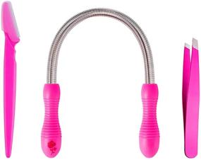 img 4 attached to 🌸 Kapmore Facial Hair Removal Tool for Women - Spring Facial Hair Remover, Eyebrow Razor, Beveled Tweezers - Threading Hair Removal to Remove Hair on Upper Lip, Chin, Cheeks, Neck (Pink)