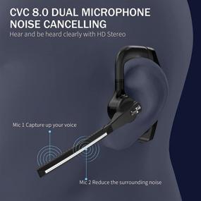 img 3 attached to 🎧 2021 Улучшенная гарнитура Bluetooth LOVOCOO V5.0: два микрофона с подавлением шума, CVC8.0, гарнитура для iPhone, Android, бизнес-водителей, грузчиков, офисных работников