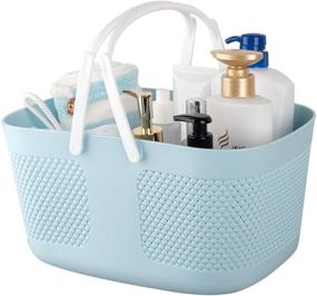 img 4 attached to 🚿 Large Capacity Shower Caddy Basket with Handles and Drainage - Blue, Portable Plastic Organizer for Bathroom, College Dorm Essentials, Kitchen, Camp, Gym