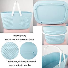 img 2 attached to 🚿 Large Capacity Shower Caddy Basket with Handles and Drainage - Blue, Portable Plastic Organizer for Bathroom, College Dorm Essentials, Kitchen, Camp, Gym