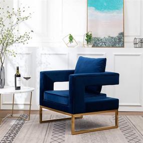 img 3 attached to Stylish and Comfortable Roundhill Furniture Lenola Upholstered Accent Arm Chair in Beautiful Blue Hue