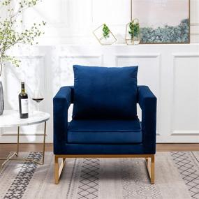 img 2 attached to Stylish and Comfortable Roundhill Furniture Lenola Upholstered Accent Arm Chair in Beautiful Blue Hue