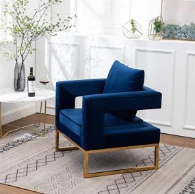 img 1 attached to Stylish and Comfortable Roundhill Furniture Lenola Upholstered Accent Arm Chair in Beautiful Blue Hue