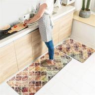 🔝 leevan kitchen rug set - 2 piece pvc leather anti fatigue comfort heavy duty standing mat: waterproof, oil proof, non-skid rubber back, washable doormat for kitchen and bathroom floors logo