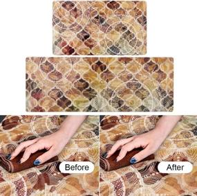 img 2 attached to 🔝 LEEVAN Kitchen Rug Set - 2 Piece PVC Leather Anti Fatigue Comfort Heavy Duty Standing Mat: Waterproof, Oil Proof, Non-Skid Rubber Back, Washable Doormat for Kitchen and Bathroom Floors