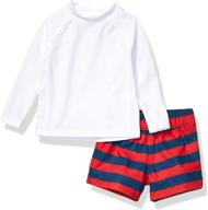 amazon essentials 2 piece long steeve rashguard boys' clothing : swim logo
