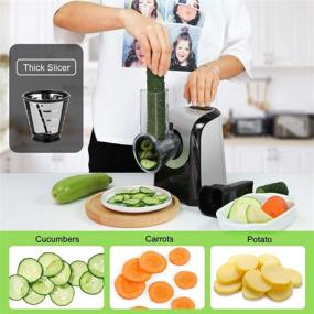 img 1 attached to 🥗 Efficient and Versatile Professional Salad Maker Electric Slicer/Shredder with Free Attachments - Perfect for Fruits, Vegetables, Cheeses, Potatoes, and Smoothies (150W)