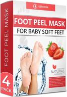 👣 foot peel mask - pack of 4 - treat cracked heels, calluses and dead skin - soften and smooth your feet for silky, baby-soft skin - natural treatment to remove rough heels and dry toe skin (strawberry scent) logo
