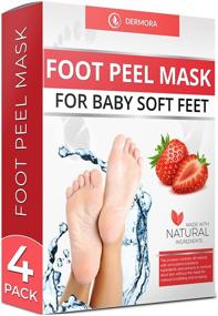 img 4 attached to 👣 Foot Peel Mask - Pack of 4 - Treat Cracked Heels, Calluses and Dead Skin - Soften and Smooth Your Feet for Silky, Baby-Soft Skin - Natural Treatment to Remove Rough Heels and Dry Toe Skin (Strawberry Scent)
