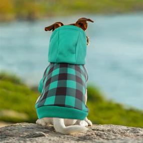 img 1 attached to 🐶 Classic Plaid Dog Hoodie: Leash-friendly, Warm & Stylish Pet Jacket for Small to Medium Sized Puppies – Autumn/Winter Collection