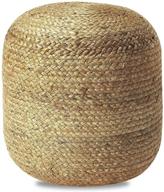🪑 hand woven braided jute pouf ottoman: comfy footrest & rustic farmhouse décor for living room, bedroom, and kids room - natural jute, 16”x16”x18” logo