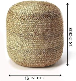 img 1 attached to 🪑 Hand Woven Braided Jute Pouf Ottoman: Comfy Footrest & Rustic Farmhouse Décor for Living Room, Bedroom, and Kids Room - Natural Jute, 16”x16”x18”