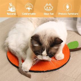 img 1 attached to 🐱 URIJK Cat Scratcher Pad Mat – Sisal Cat Scratching Mat: Orange Cat Rug for Indoor Cats, Handmade, Protects Carpets/Sofas, Non-Slip Bottom