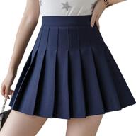 👗 high waisted pleated skirt for girls & women - plain plaid a-line mini skirt, ideal for skater, tennis, school uniforms - includes lining shorts logo