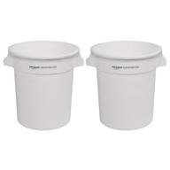 amazoncommercial 10 gallon heavy duty round trash/garbage can, white, 2-pack: durable and efficient waste disposal solution logo