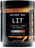 🔥 beyong raw lit pre-workout powder: boost performance with clinically dosed caffeine, l-citrulline, and more | enhance nitric oxide production | icy fireworks flavor | 30 servings logo