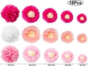 img 2 attached to 🎉 24-Piece Party Hanging Set: 12 Tissue Paper Flower Decorations + 6 Pink Paper Fan Garlands + 6 Paper Pom Ball Craft Kit for Birthday, Baby Shower, Festival Decor